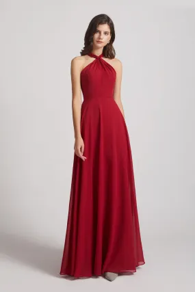 A-Line Chiffon Cross Halter Neckline Bridesmaid Dresses (AF0114)