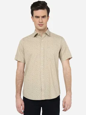 Beige Printed Smart Fit Semi Casual Shirt | Greenfibre