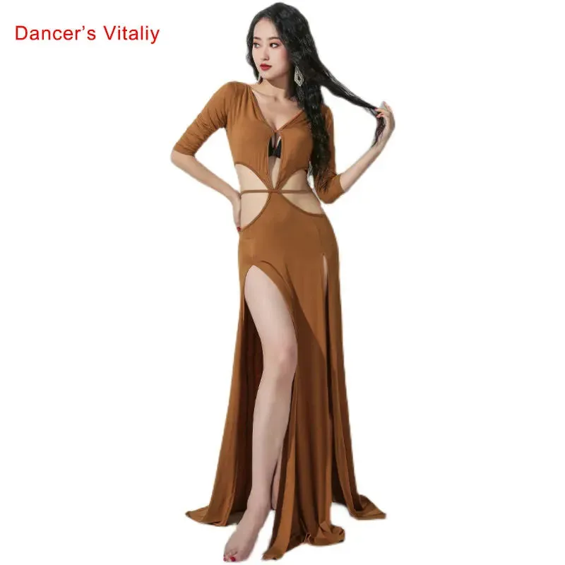 Belly Dance Dress Modal Long Skirt Half Sleeve Practice Clothes Female Adult Elegant Sexy Profession Performance Clothing