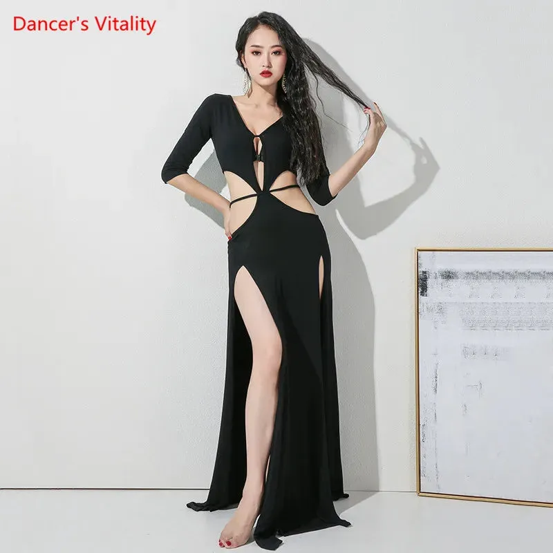 Belly Dance Dress Modal Long Skirt Half Sleeve Practice Clothes Female Adult Elegant Sexy Profession Performance Clothing