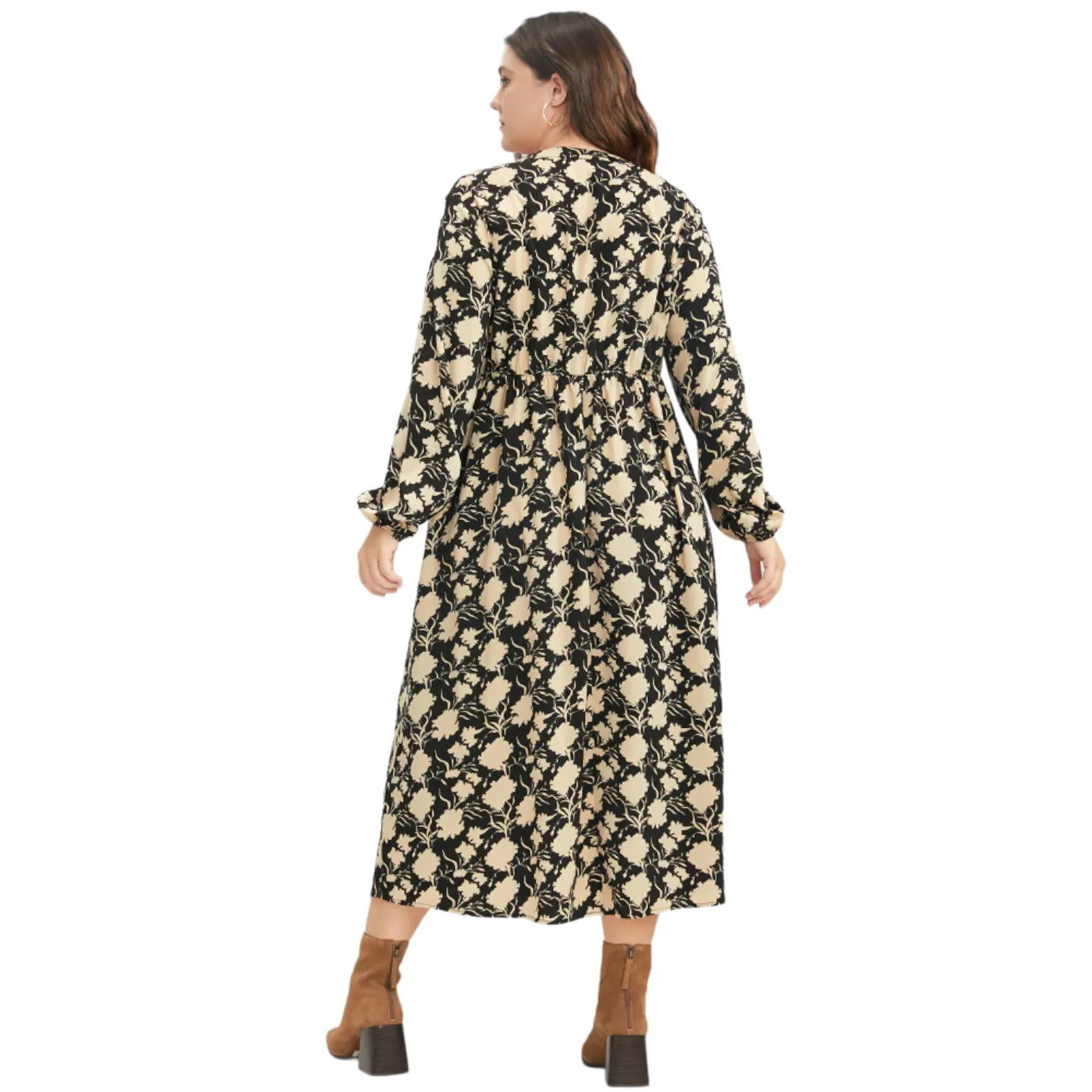 Bloomchic NEW Floral Long Sleeve Midi V Neck Dress Plus Size 28