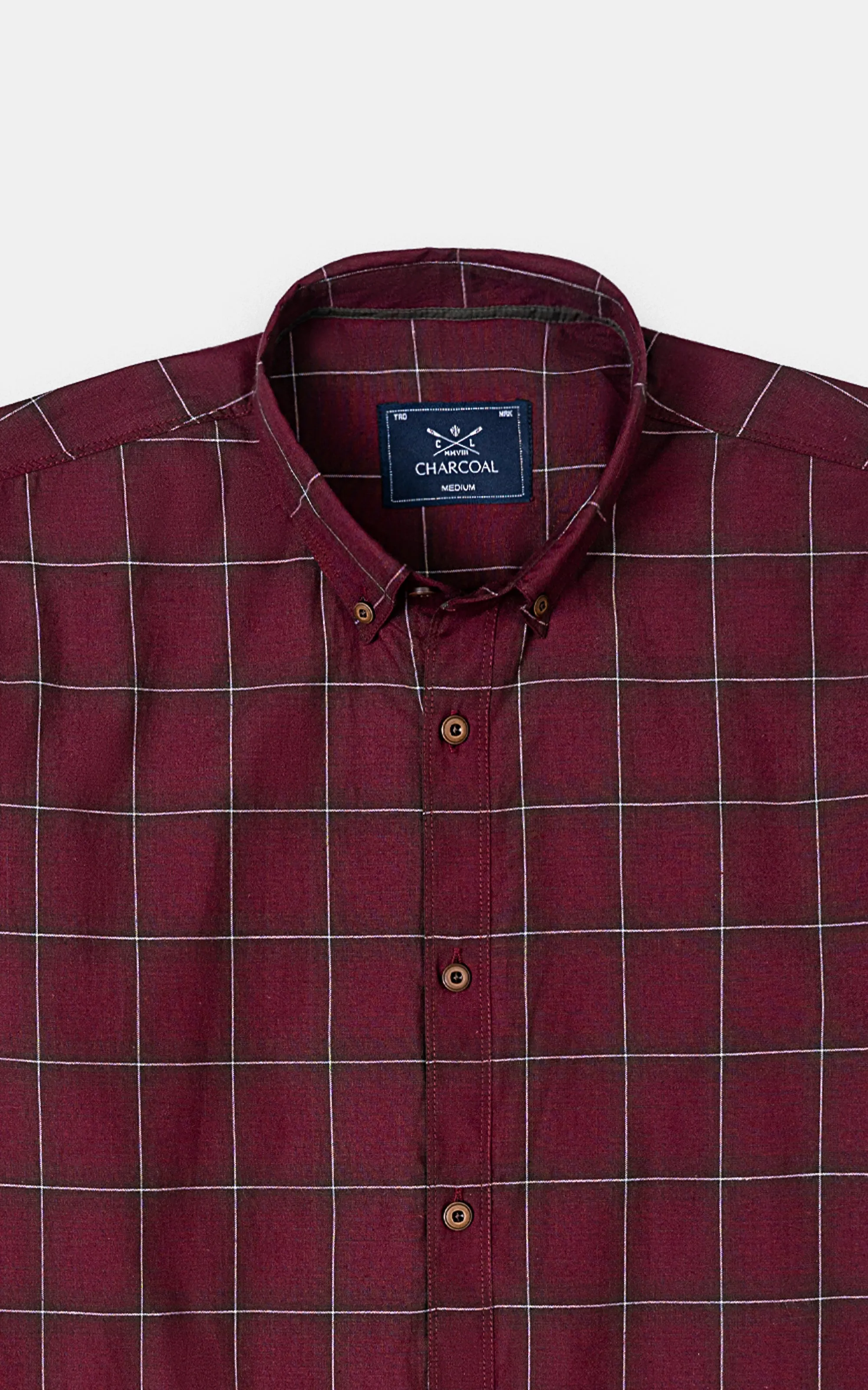 CASSUAL SHIRT MAROON CHECK