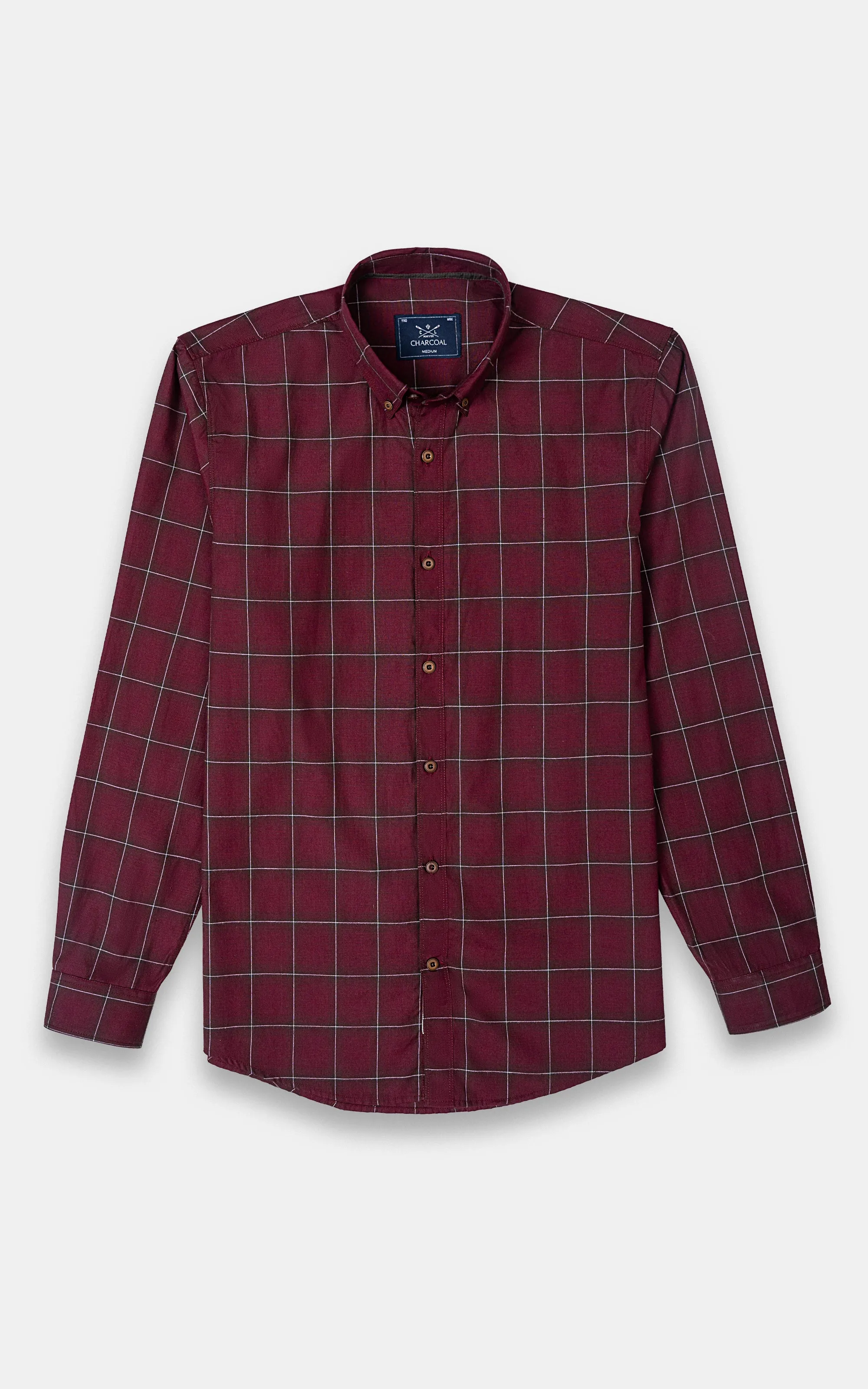 CASSUAL SHIRT MAROON CHECK