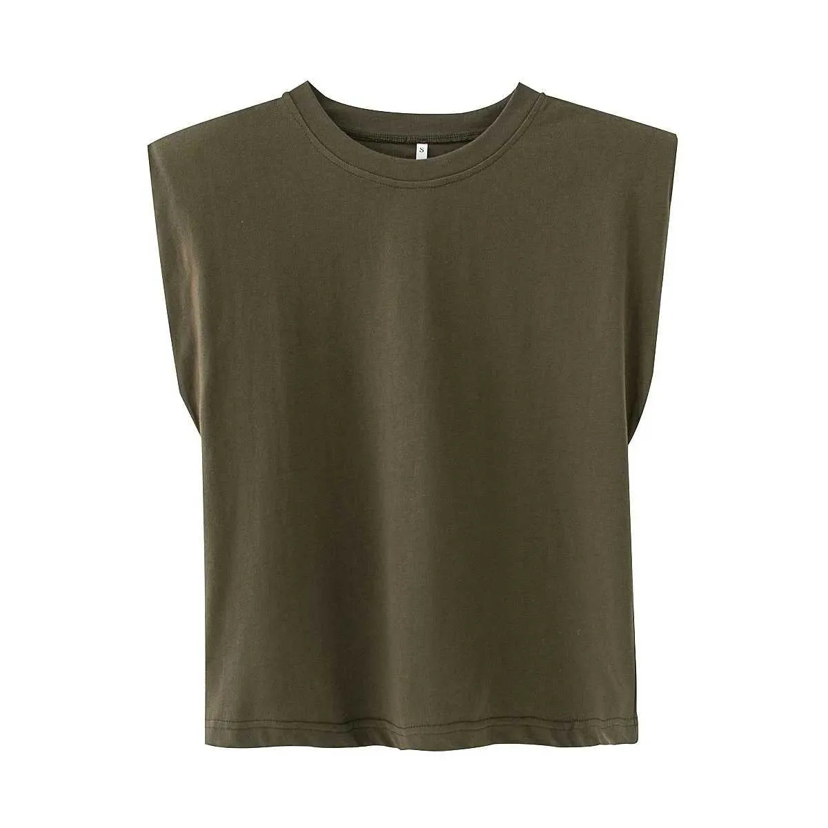 Cool Padded Shoulder Tank Top Tee Shirt With Shoulder Pad