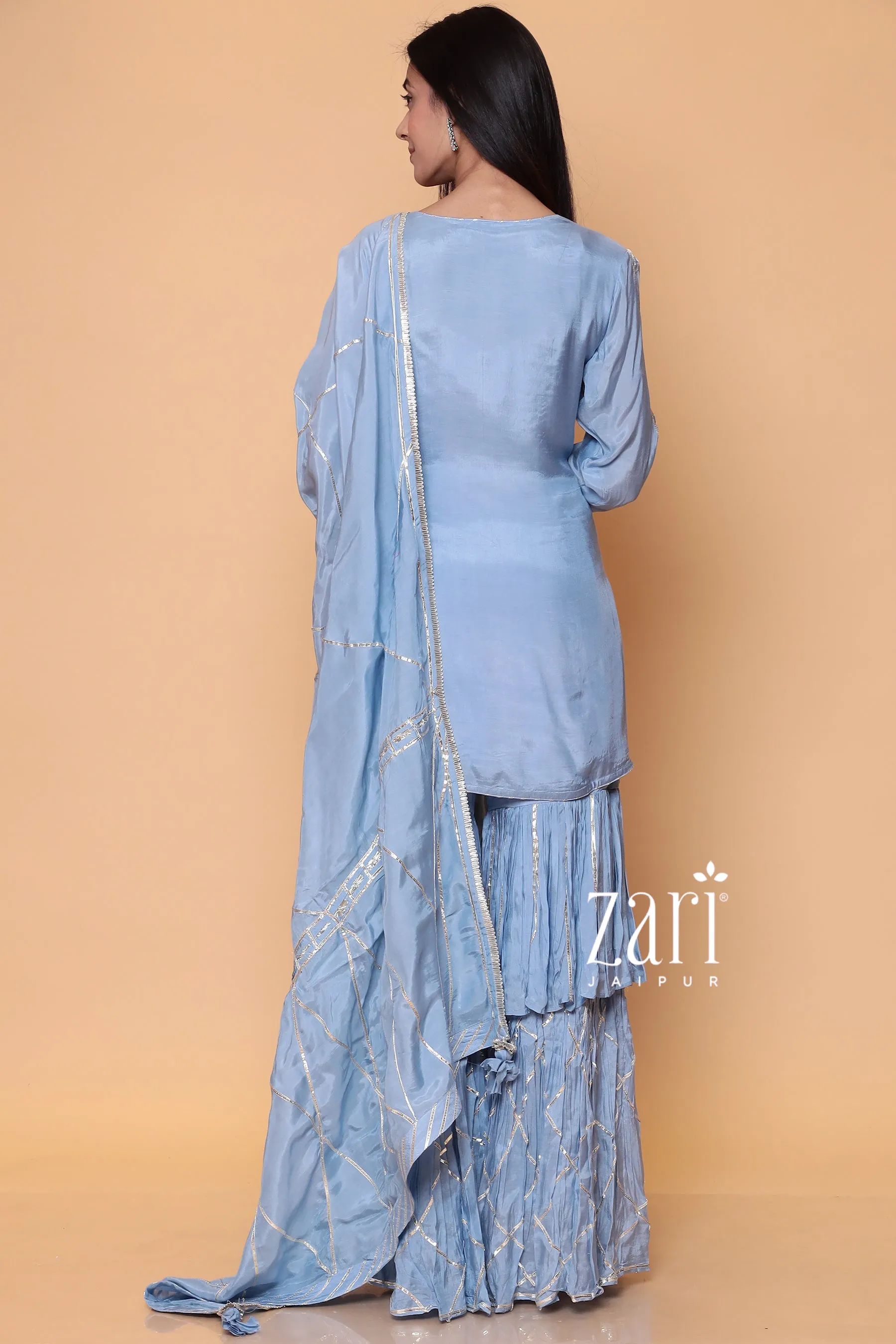 Cotton Silk Sharara Suit with Gota work.