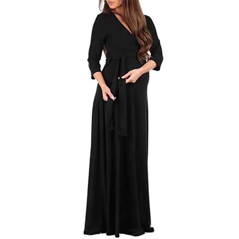 Deep V-Neck Dresses for Pregnant Women