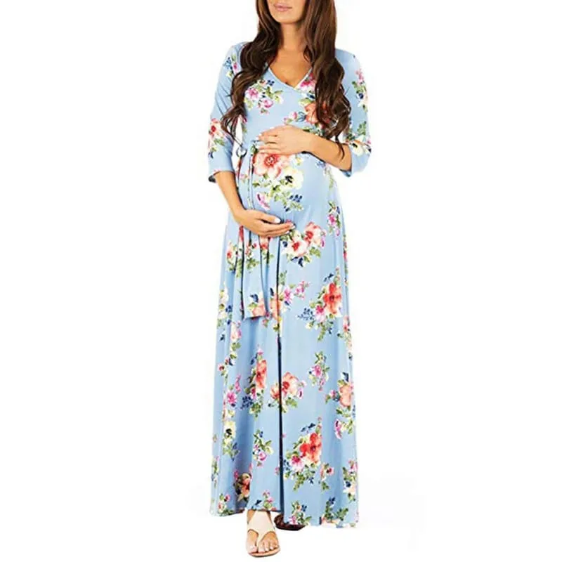 Deep V-Neck Dresses for Pregnant Women