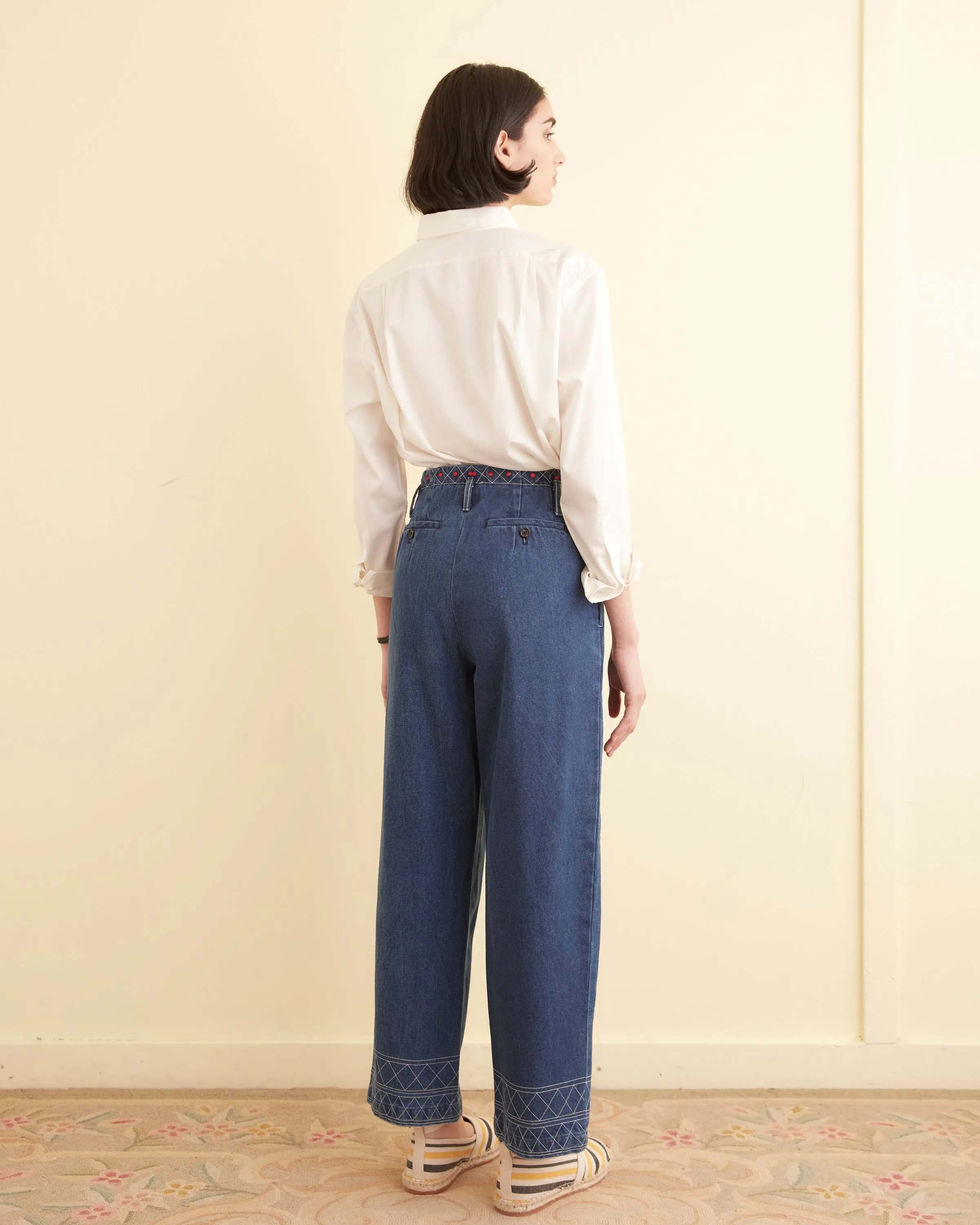 Embroidered Denim Murray Trousers