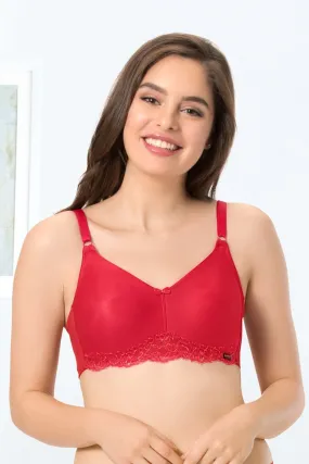 every de Contour Charm Non-Padded Non-Wired Full Cover Everyday Bra - Crimson