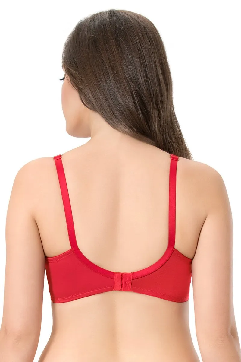 every de Contour Charm Non-Padded Non-Wired Full Cover Everyday Bra - Crimson