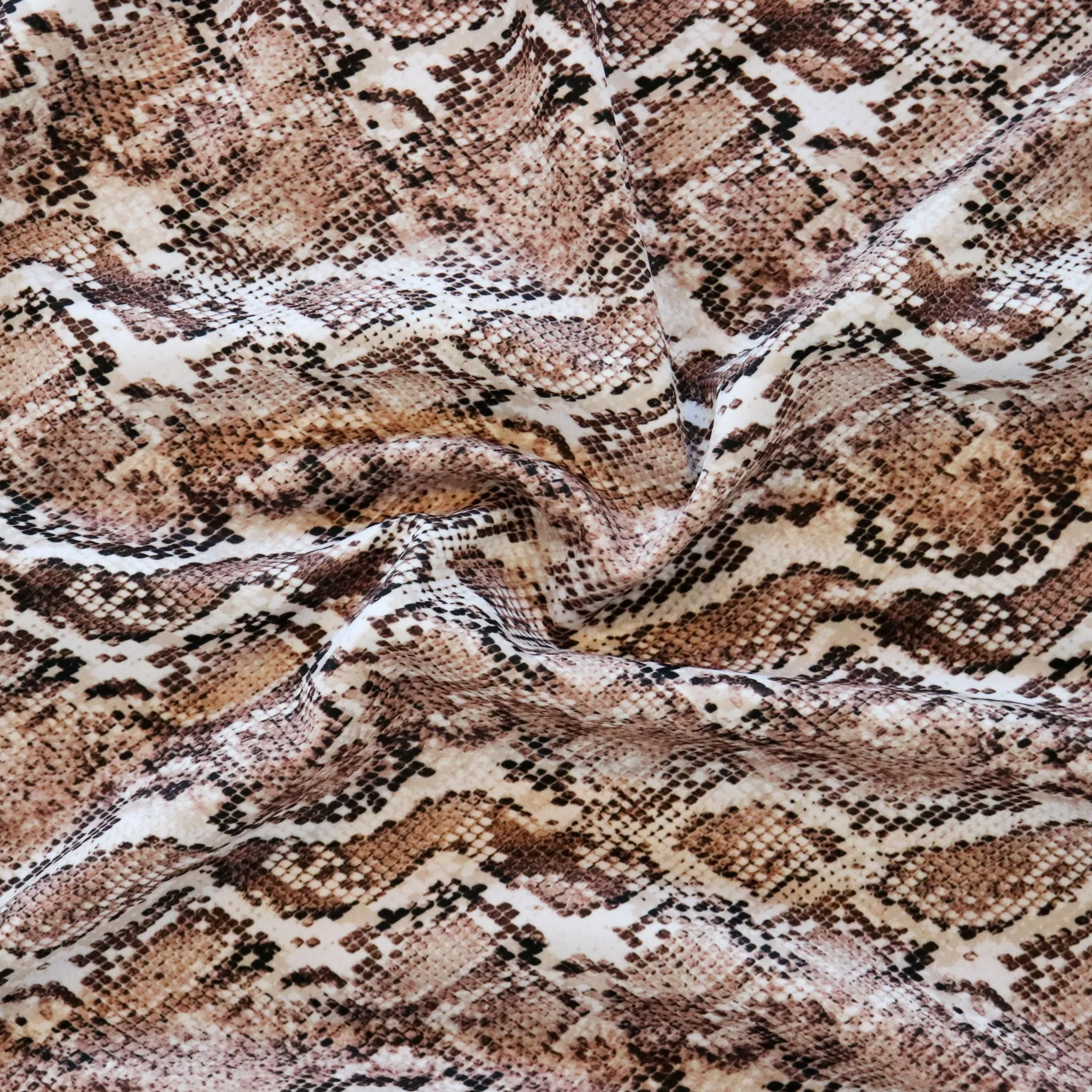 FS1185 Brown Natural Snake Skin Print Scuba Stretch Knit Fabric