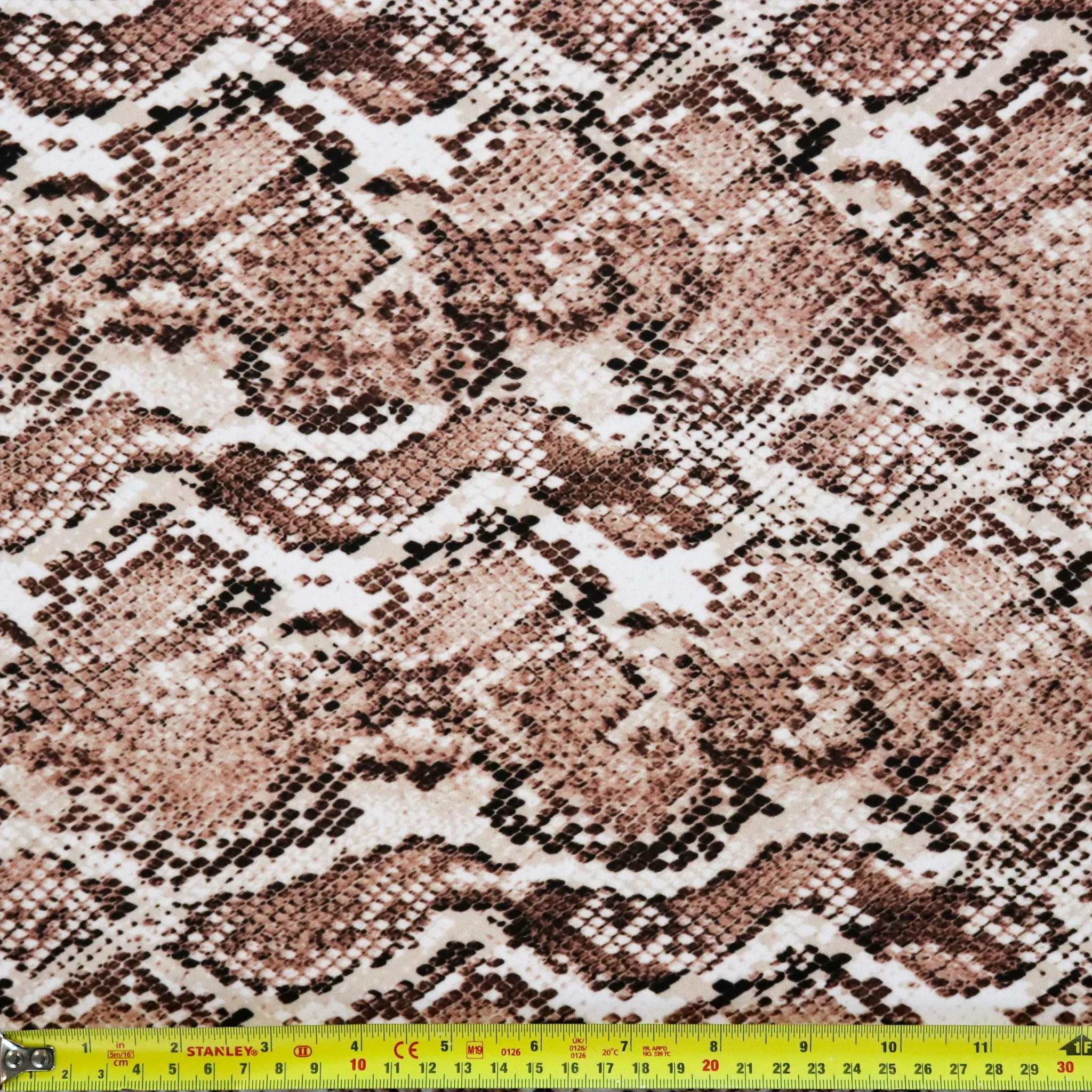 FS1185 Brown Natural Snake Skin Print Scuba Stretch Knit Fabric