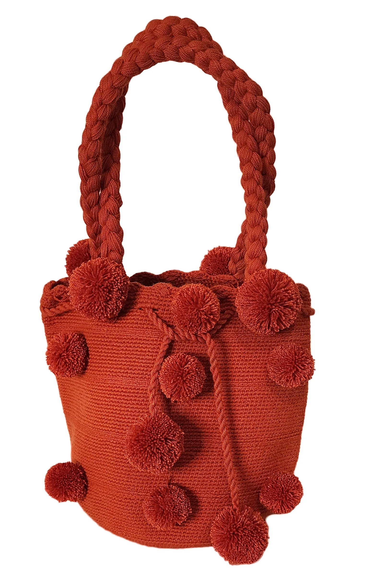 Hanna Medium Short Handle Design PomPom Mochila