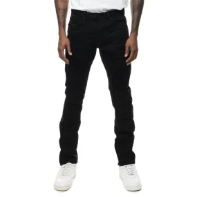 Heavy Rip Repair Slim Tapered Jeans - Jet Black