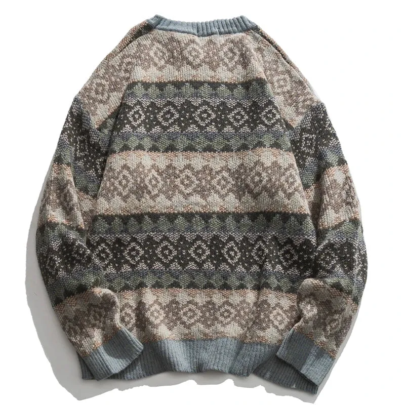 Jacquard Knit Grandad Jumper