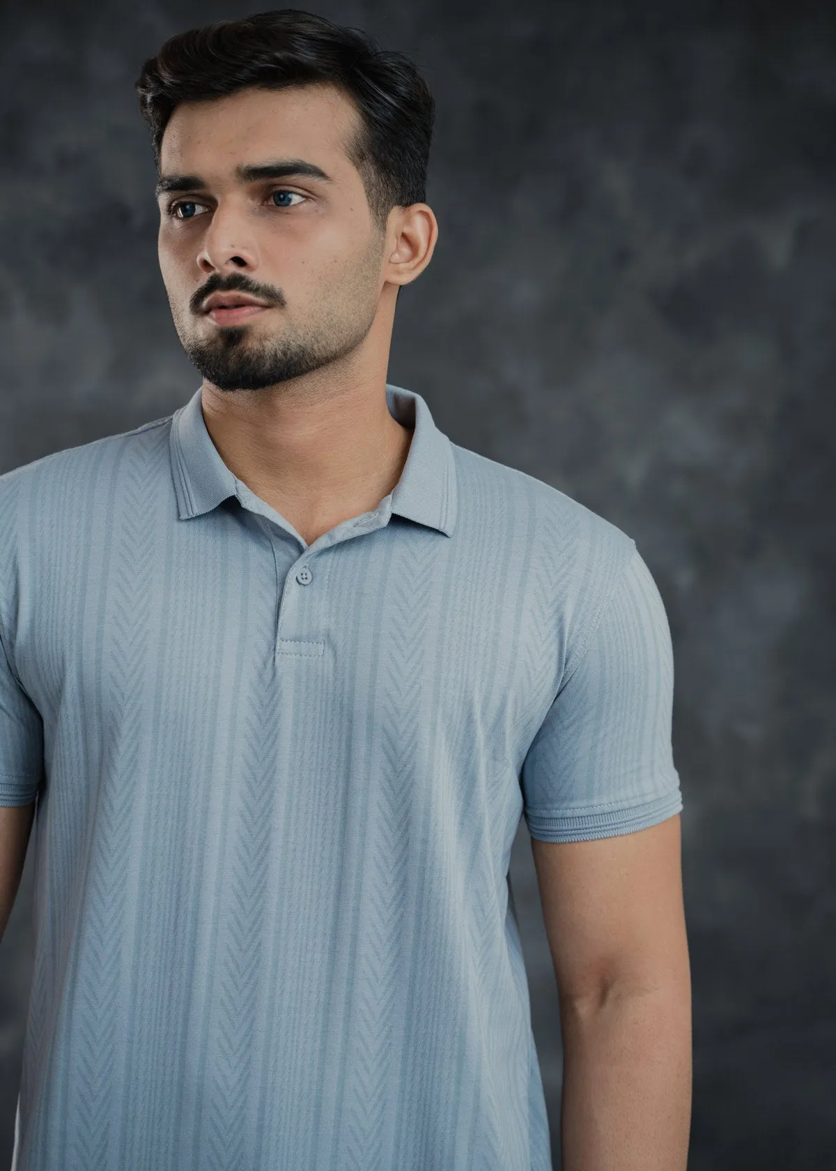 LCY | Tonely Dark Vertical AOP Graphic Polo