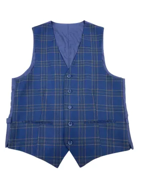 Mazari Plaid Performance Stretch Vest - Navy Blue