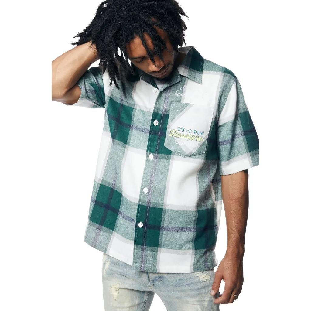 Patchwork Plaid Shirt - Green