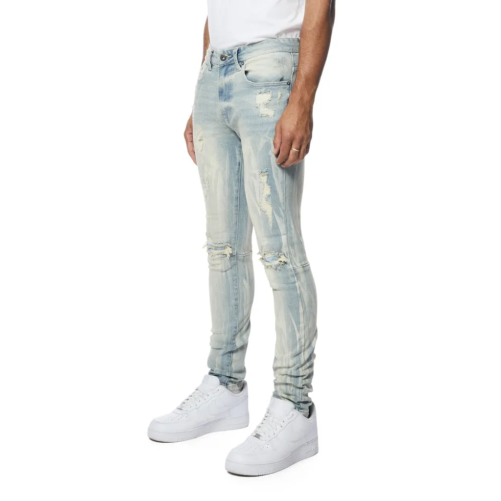 Rooting Effect Slim Tapered Denim Jeans - Seville Blue