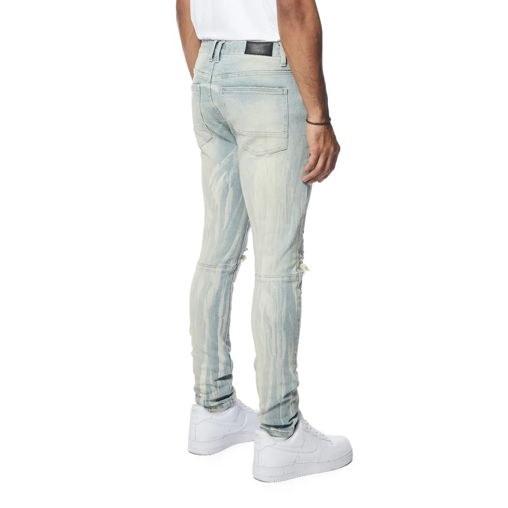 Rooting Effect Slim Tapered Denim Jeans - Seville Blue